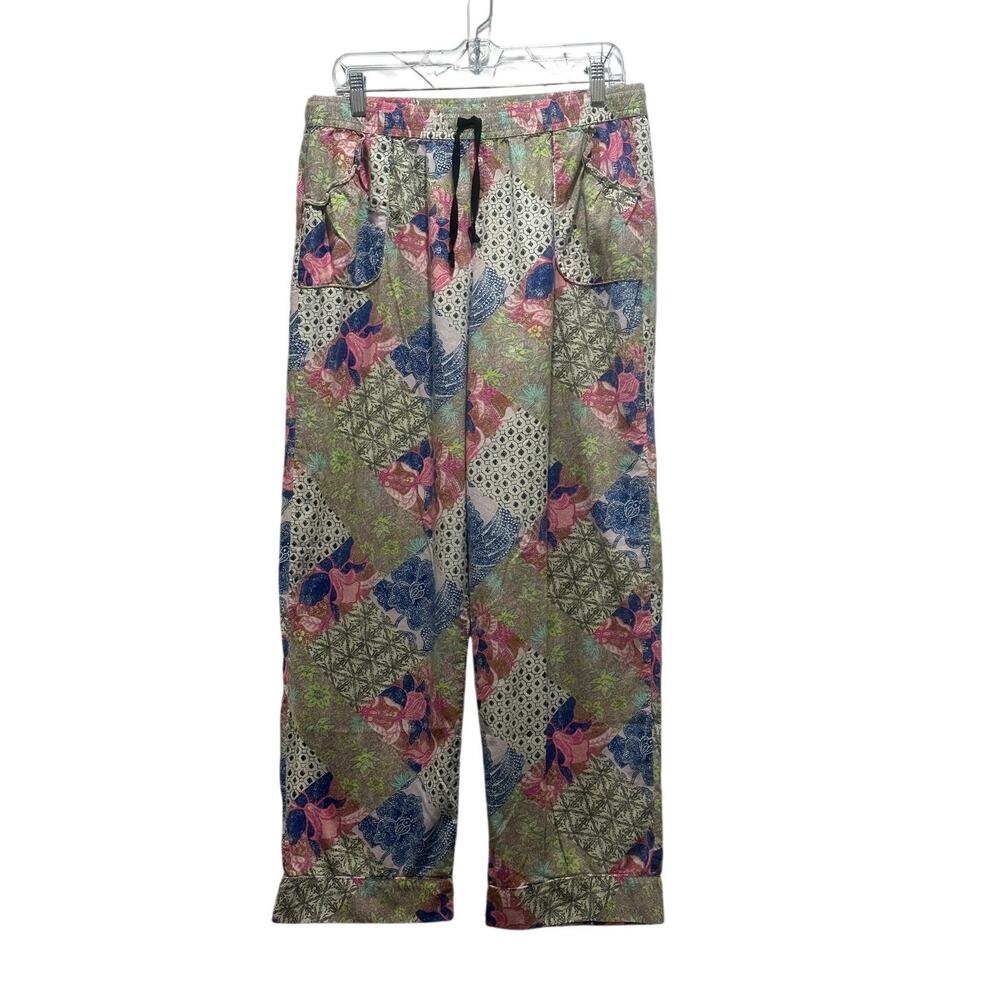 VICTORIA'S SECRET Faux Patchwork Elastic Waist PJ Bottoms Cotton Modal LARGE